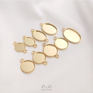 ถาดเปล่า ทรงวงรี สีทอง 14K แฮนด์เมด สําหรับแขวนตกแต่ง diy