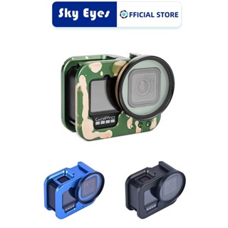 Skyeyes อะแดปเตอร์เมาท์ขาตั้งไมโครโฟน และไฟ Led แบบโลหะ กระจายความร้อน สําหรับ GoPro HERO 11 10 9 สีดํา