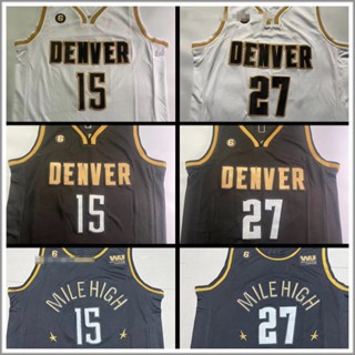 เสื้อกีฬาบาสเก็ตบอล ปักลาย Final Championship Denver Nuggets Jersey No.15 Jokic No.27 Murray No.50 Gordon สีดํา สีทอง สําหรับผู้ชาย 2023