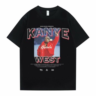 เสื้อยืดแขนสั้น พิมพ์ลาย Rapper Kanye West Hop Street ขนาดใหญ่ สไตล์วินเทจ คลาสสิก สําหรับผู้ชาย ไซซ์ 4XL 5XL 6XL