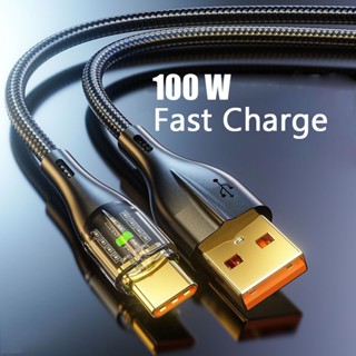 สายชาร์จ USB Type C 100W เป็น Type C พร้อมไฟแสดงสถานะ สําหรับ Android Apple USB Type A เป็น C