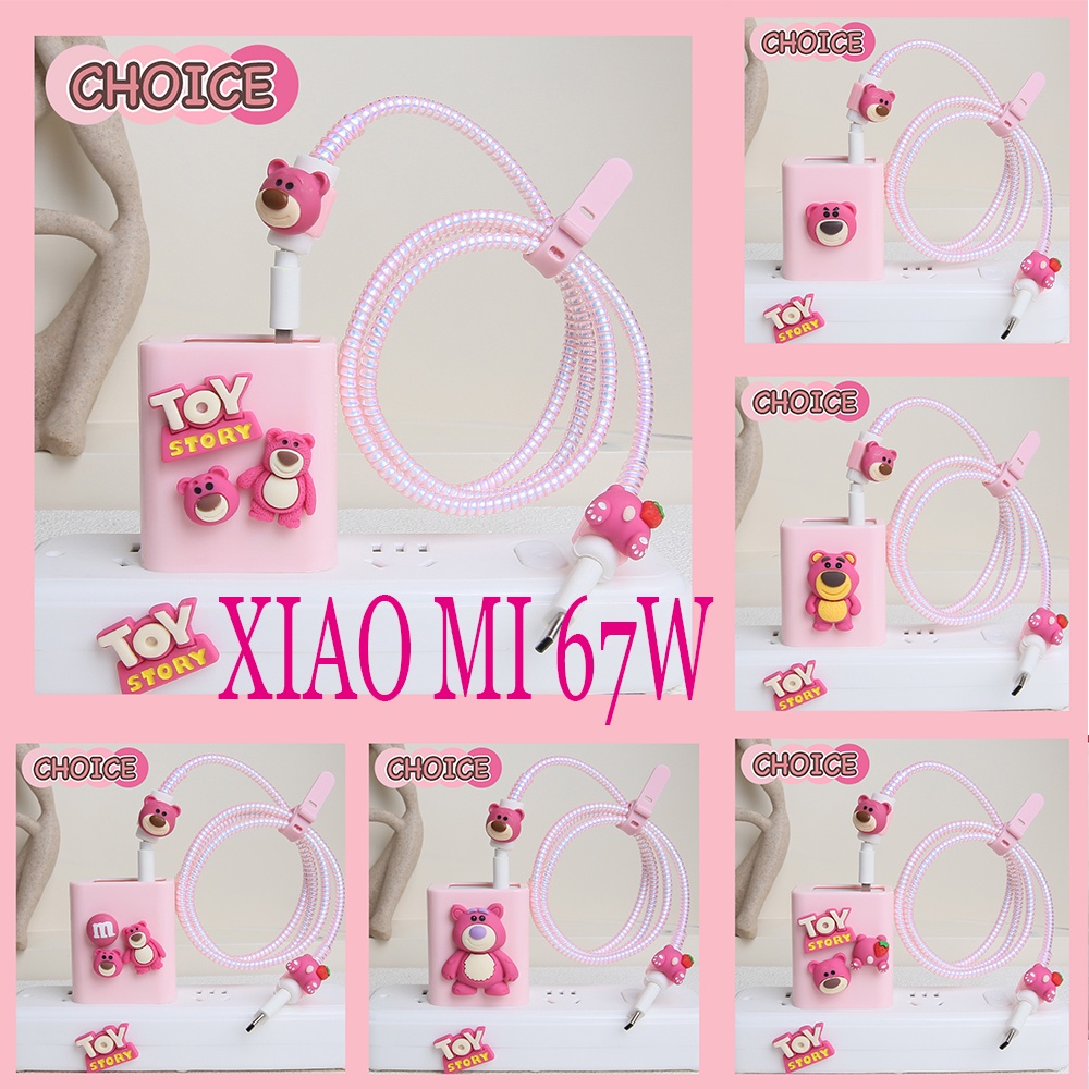 เคสที่ชาร์จ ลายการ์ตูนหมีสตรอเบอร์รี่น่ารัก สําหรับ xiaomi 67w(MDY-12-EF/EH) xiaomi note 11 12 13 pr