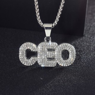 สร้อยคอโซ่ จี้ตัวอักษร CEO ประดับเพชร เข้ากับทุกการแต่งกาย สไตล์ฮิปฮอป