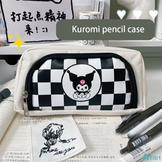 กระเป๋าใส่เครื่องเขียน Sanrio กระเป๋าดินสอลายการ์ตูน Kuromi มีซิป กล่องดินสอนักเรียน Text Pencil Case TH1