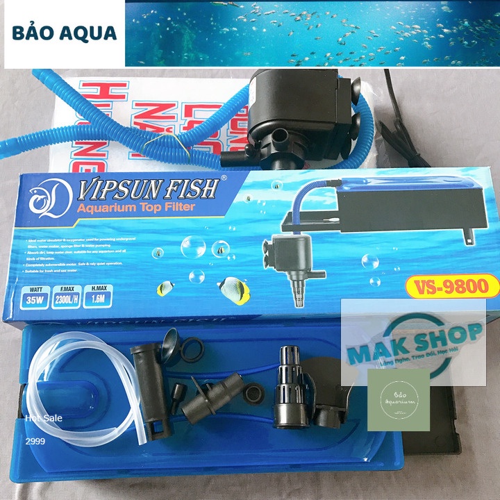 ชุดปั๊มน้ํากรองน้ําตู้ปลา 35W vs-9800, สําหรับ 1m-1m4 บ่อ รวมถึงตะแกรงกรอง Cotton - 3 เดือน