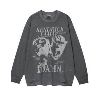 เสื้อยืดลําลอง แขนยาว คอกลม พิมพ์ลาย Kendrick Lamar สไตล์ฮิปฮอป วินเทจ สําหรับผู้ชาย และผู้หญิง