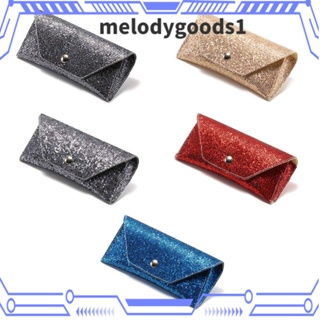 Melodygoods1 เคสแว่นตาหนัง ประดับเลื่อม แบบพกพา สไตล์เรโทร