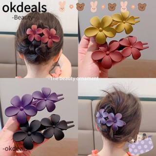 Okdeals กิ๊บปากเป็ด กิ๊บดอกไม้คู่ อะคริลิค สีพื้น เครื่องประดับผม สําหรับปิ่นปักผมหางม้า 4 ชิ้น