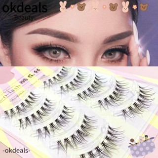 Okdeals ขนตาปลอมแฮนด์เมด รูปตัว V แบบบางพิเศษ สีโปร่งใส 5 คู่