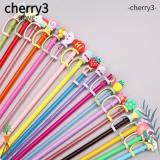 Cherry3 จุกปิดแก้วน้ํา ซิลิโคน กันฝุ่น ลายการ์ตูน ใช้ซ้ําได้ อุปกรณ์เสริม