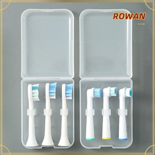 Rowans กล่องพลาสติกใส สามช่อง แบบพกพา สําหรับเก็บหัวแปรงสีฟัน 3 ชิ้น