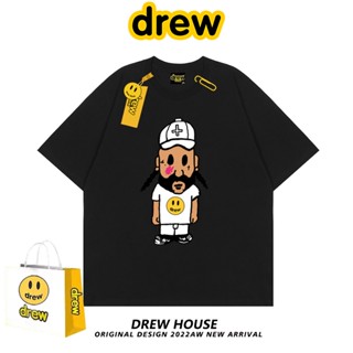 Drew smiley brand ใหม่ เสื้อยืดลําลอง ผ้าฝ้าย แขนสั้น ทรงหลวม ลายหน้ายิ้ม เหมาะกับฤดูร้อน สําหรับผู้ชาย และผู้หญิง