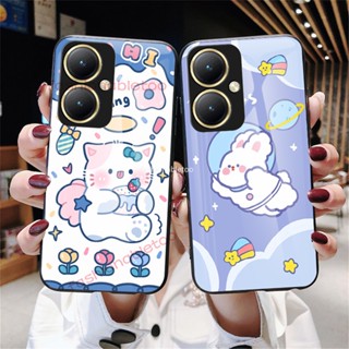 เคสโทรศัพท์มือถือกระจกนิรภัย TPU แบบนิ่ม ขอบแข็ง กันกระแทก สําหรับ Vivo Y27 Y 27 4G 5G VivoY27