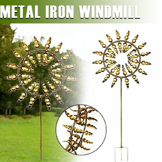 Unique Wind Powered Kinetic Windmill Metal Magical Sculpture Garden Spinner