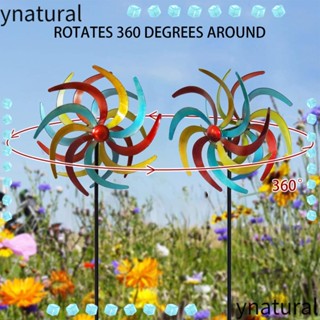 Ynatural กังหันลม โลหะ รูปใบไม้ หมุนได้ 360 องศา หลากสี สําหรับตกแต่งสวนกลางแจ้ง