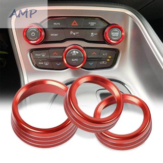 ⚡BABYCITY-TH⚡AC Switch Decor Ring Set 3pcs Aluminum Alloy Auto Parts Car Accessories Kit Red⚡NEW 7