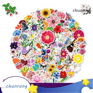 Chunrong สติกเกอร์ PVC ลายกราฟฟิตี้ดอกไม้น่ารัก กันน้ํา มีกาวในตัว สําหรับติดตกแต่งแล็ปท็อป โทรศัพท์ สเก็ตบอร์ด DIY 100 ชิ้น