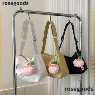 Rosegoods1 กระเป๋าสะพายไหล่ กระเป๋าถือ หนัง PU ความจุขนาดใหญ่ สีพื้น สําหรับสตรี