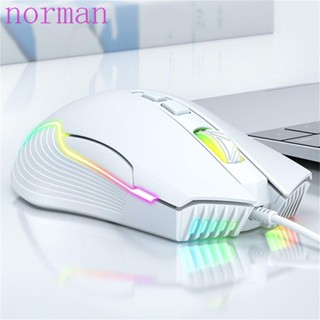 Norman เมาส์เกมมิ่งมีสาย ทนทาน พร้อมไฟ RGB สําหรับแล็ปท็อป PC RGB