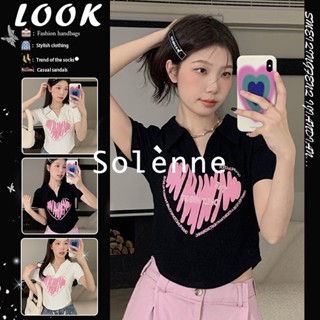 Solenne  เสื้อครอป เสื้อยืดผู้หญิง ครอป baby tee สาวเรโทร 2023 NEW Style High quality Comfortable Stylish Trendy A99J2ZC 36Z230909