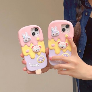 เคสโทรศัพท์มือถือ ซิลิโคน ลายการ์ตูนกระต่าย ไอศกรีมดิสนีย์ 3D น่ารัก สําหรับ iPhone 14 13 12 Pro Max 11 14promax