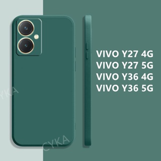 ใหม่ เคสโทรศัพท์มือถือ ซิลิโคนนิ่ม TPU กันรอยเลนส์กล้อง สีพื้น สําหรับ VIVO Y27 Y36 4G 5G Y36 5G Y27