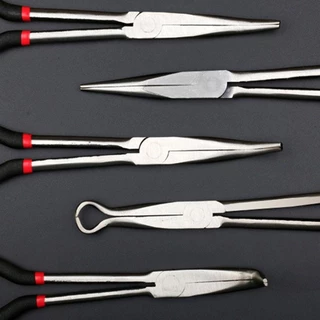 in stockBLOOMZO คีมตรง, ด้ามยาว 235/45/90 องศา Bent คีมจมูกยาว, มัลติฟังก์ชั่นเหล็กคาร์บอนลื่นเครื่องมือซ่อมรถยนต์เครื่องมือมือ