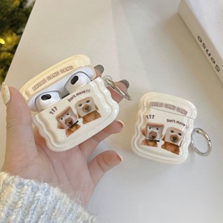 เคสหูฟังบลูทูธ แบบนิ่ม ลายขนมปัง สุนัขน่ารัก พร้อมพวงกุญแจ สําหรับ AirPods 1 2 3 Pro 2 2