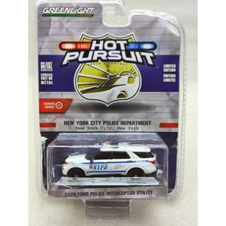 โมเดลรถยนต์ตํารวจ Ford Big Detective Car-NYPD City Police Station (NYPD) ขนาด 1:64 2020 สีเขียวอ่อน