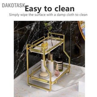  DAKOTASK ชั้นวางของในห้องน้ำติดผนังเข้ามุมออแกไนเซอร์ยืนแร็คสำหรับห้องนั่งเล่นห้องนอนห้องครัวสีขาวและสีทอง