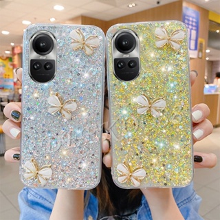 ใหม่ เคสโทรศัพท์มือถือ TPU นิ่ม ปิดด้านหลัง ลายผีเสื้อ ประดับกลิตเตอร์ คริสตัล วิบวับ หรูหรา สําหรับ OPPO Reno 10 Pro Plus 10Pro 10Pro+ A78 A58 4G 5G 2023 Reno10 Pro+