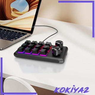 [Kokiya2] คีย์บอร์ด 12 คีย์ RGB กันลื่น พร้อมสาย USB พร้อมลูกบิด 2 ปุ่ม ขนาดเล็ก สําหรับเล่นเกม