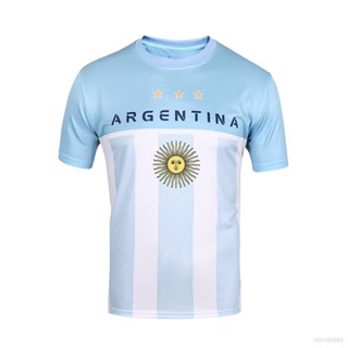 เสื้อกีฬาแขนสั้น ลายทีมฟุตบอล World Cup Argentina Jersey Three Champions พลัสไซซ์