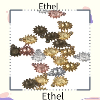 Ethel1 จี้ดอกไม้ อัลลอย สไตล์วินเทจ โบราณ สีเงิน จี้ดอกทานตะวัน จี้ สร้อยข้อมือ ชุบเงิน จี้ ดอกทานตะวัน ลูกปัด อุปกรณ์ DIY