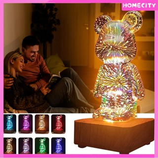 [พร้อม] 3d led light gift warm light 3d firework bear light โคมไฟตั้งโต๊ะในห้องนอน usb light ของขวัญวันเกิด ของตกแต่งวันคริสต์มาส ปัจจุบัน