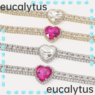 Eucalytus1 สร้อยคอโชคเกอร์ จี้รูปหัวใจ สีเงิน หลายชั้น หรูหรา แฟชั่น สําหรับงานปาร์ตี้