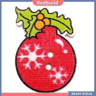 Redbuild|  กระดุมไม้ ทรงกลม สไตล์คริสต์มาส 2 รู สําหรับตกแต่งสมุดภาพ งานหัตถกรรม DIY