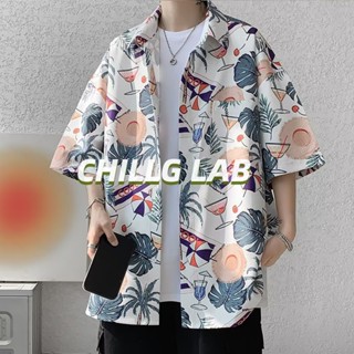 CHILLG LAB การค้าต่างประเทศข้ามพรมแดนฤดูร้อนคู่ใหม่เสื้อชายหาดชายและหญิงยืดสี่ด้านเสื้อพิมพ์ดิจิตอล 3 มิติ