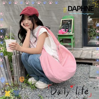 Daphne กระเป๋าสะพายไหล่ กระเป๋าถือ ผ้าไนล่อน น้ําหนักเบา จุของได้เยอะ สีพื้น สําหรับเด็กผู้หญิง