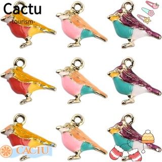 Cactu จี้รูปนกกระจอก อัลลอย สีชมพู สีม่วง สีแดง สําหรับทําเครื่องประดับ สร้อยคอ DIY