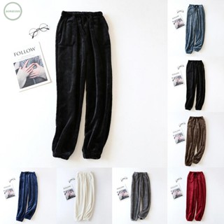 GORGEOUS~Mens Pants Sleep Pants Solid Color Trousers Velvet Warm Bottoms Winter