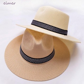 Elmer หมวกฟางแฟชั่น สไตล์โบฮีเมียน สําหรับผู้ชายวัยกลางคน ไปทะเล
