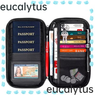 Eucalytus1 กระเป๋าสตางค์หนัง แบบพกพา สําหรับใส่หนังสือเดินทาง บัตรเครดิต RFID