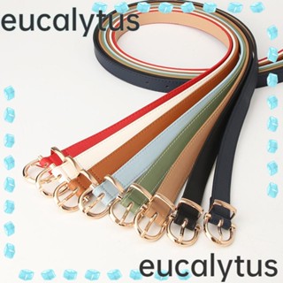 Eucalytus1 เข็มขัดหนัง หัวเข็มขัดกลม ปรับได้ คุณภาพสูง สไตล์เรโทร สําหรับผู้หญิง