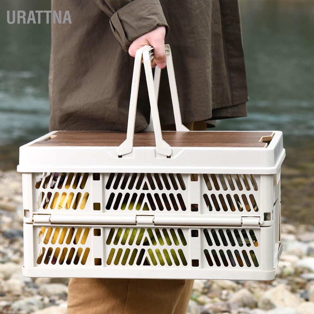 Uratta Camping Picnic ตะกร้าความจุขนาดใหญ่พับได้ Multi-Function Hand Hold ตะกร้าตะกร้าเก็บ Camping กล่องเก็บของ