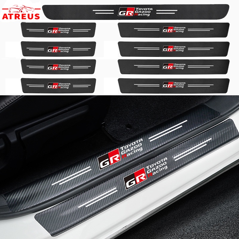 Toyota Gazoo Racing สติกเกอร์​กันรอยชายบันไดติดรถ กันรอยบันไดรถ กันรอยขีดข่วน​ สำหรับ Toyota Prius Fortuner Corolla Cross CHR Camry Wish Vios Veloz Estima Sienta Yaris Ativ Altis Sienta bZ4X Hiace Hilux Revo Car Threshold stickers to prevent trampling