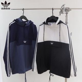 Adidas เสื้อโค้ท มีฮู้ด ปักลายโลโก้ 100%