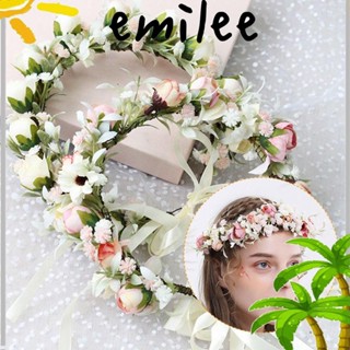 Emilee ที่คาดผม ดอกไม้ ตกแต่งหมวกของคุณ เจ้าสาว ที่คาดผม ดอกไม้ เจ้าสาว หูฟัง ชายหาด เครื่องประดับผม