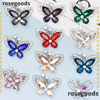 Rosegoods1 เครื่องประดับ รูปผีเสื้อ ประดับเพชร หลากสี แฮนด์เมด DIY สําหรับทําเครื่องประดับ รองเท้า โทรศัพท์มือถือ 10 ชิ้น