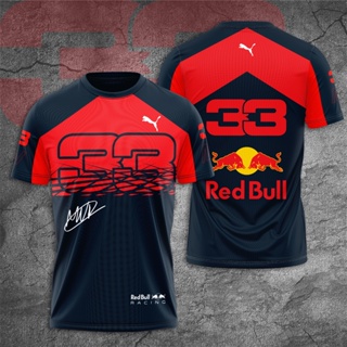 เสื้อยืดลําลอง สําหรับผู้ชาย แขนสั้น พิมพ์ลาย Red Bull Racing Champion MV33 2023